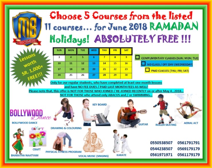 38 R ~ COMPLIMENTERY CLASSES FOR RAMADAN JUNE 2018