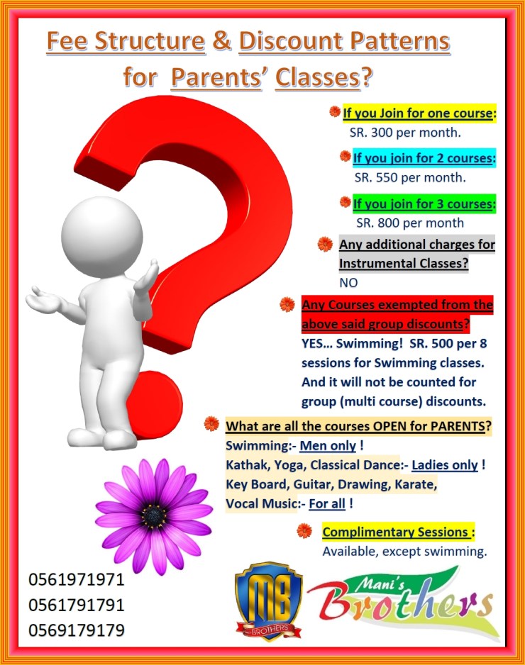 8A~ FEE &amp; DISCOUNT PATTERNS FOR PARENTS CLASSES
