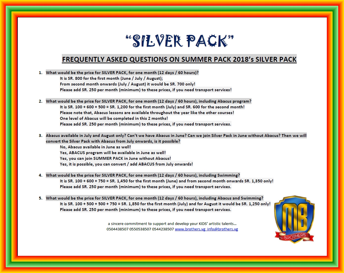 2~ SILVER PACK ~ SUMMER PACK 2018