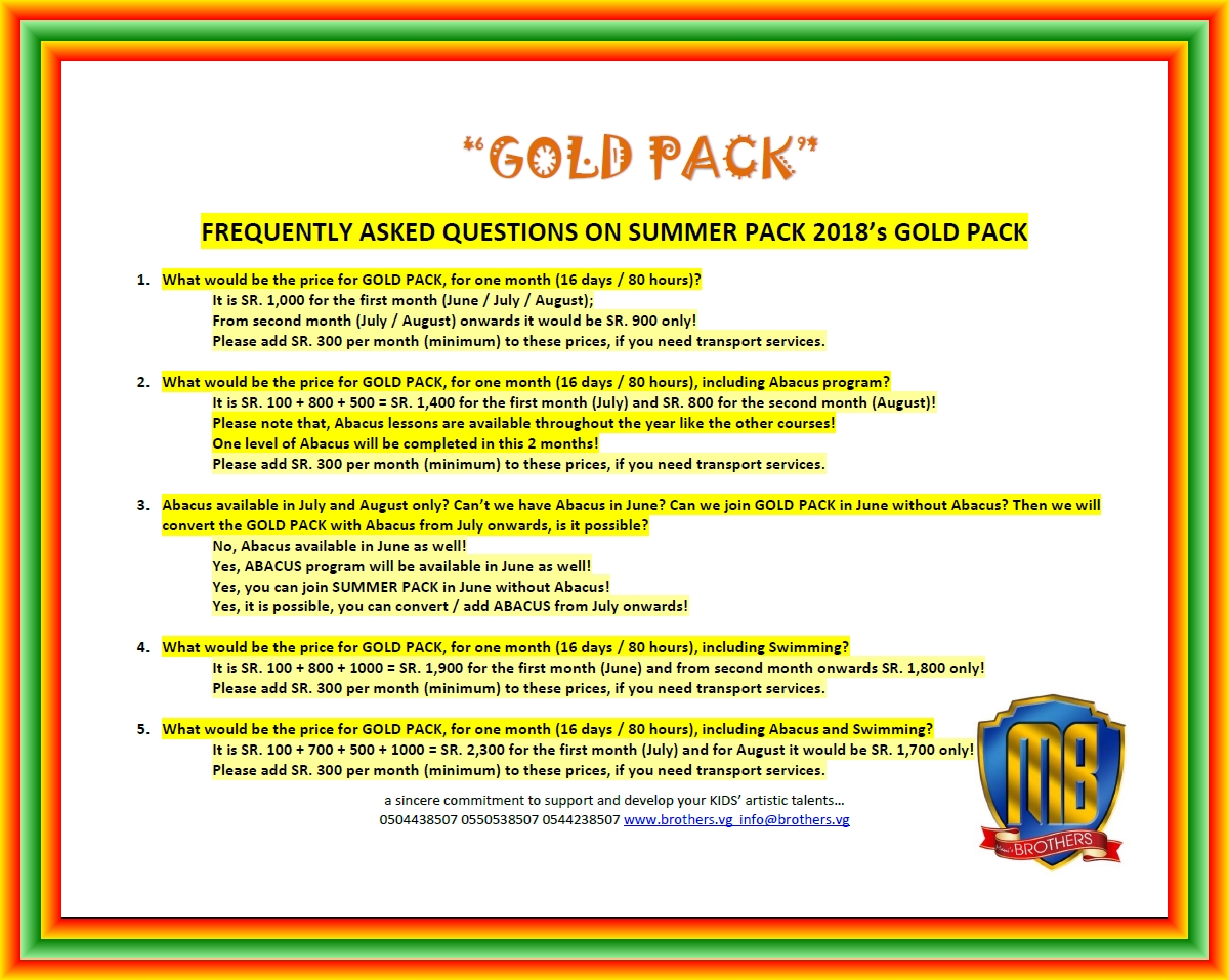 3~ GOLD PACK ~ SUMMER PACK 2018