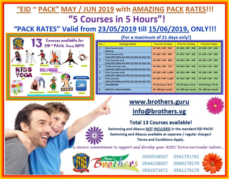 66 ~ 2019 EID PACK MAY ~ JUNE 2019 ~ PRICING &amp; COURSES ALL IN ONE