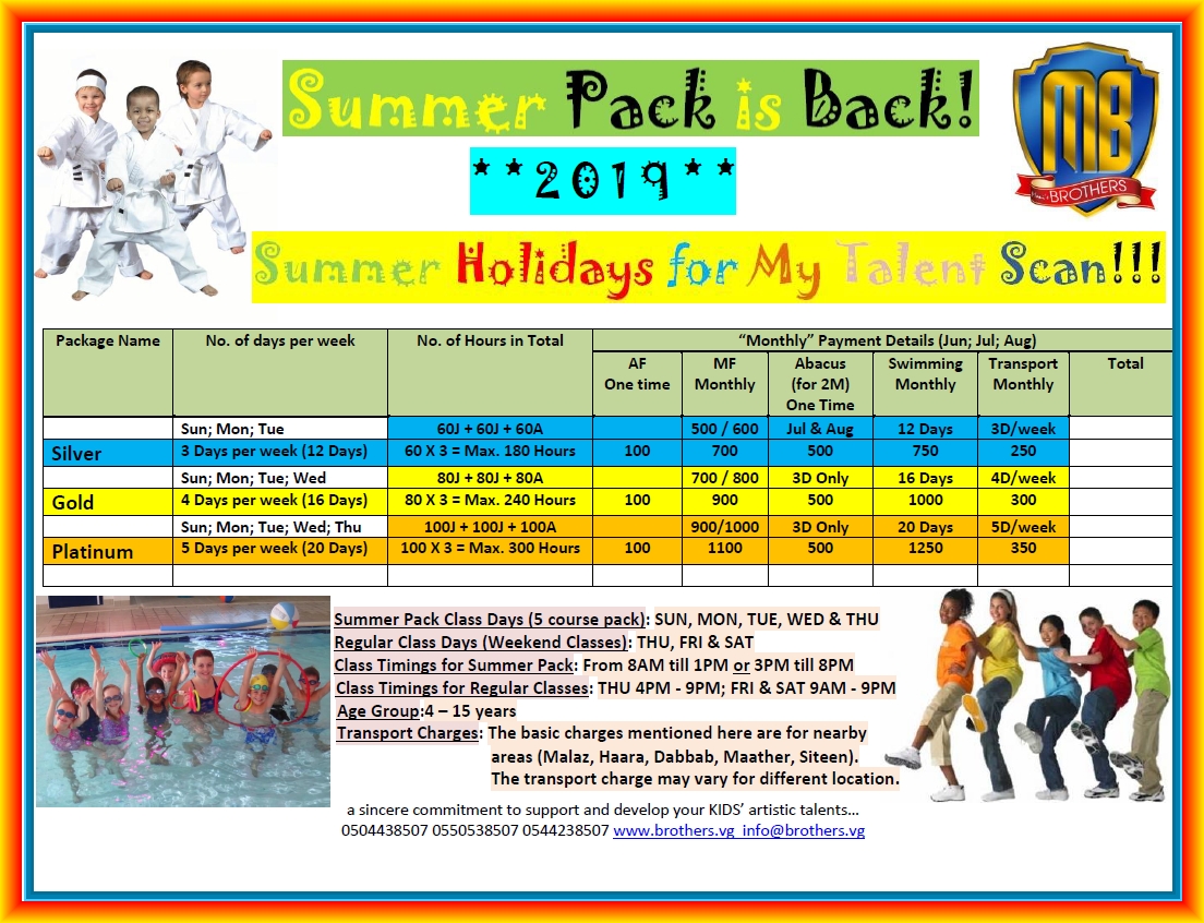 B ~ PRICINGS ~ SUMMER PACK 2019