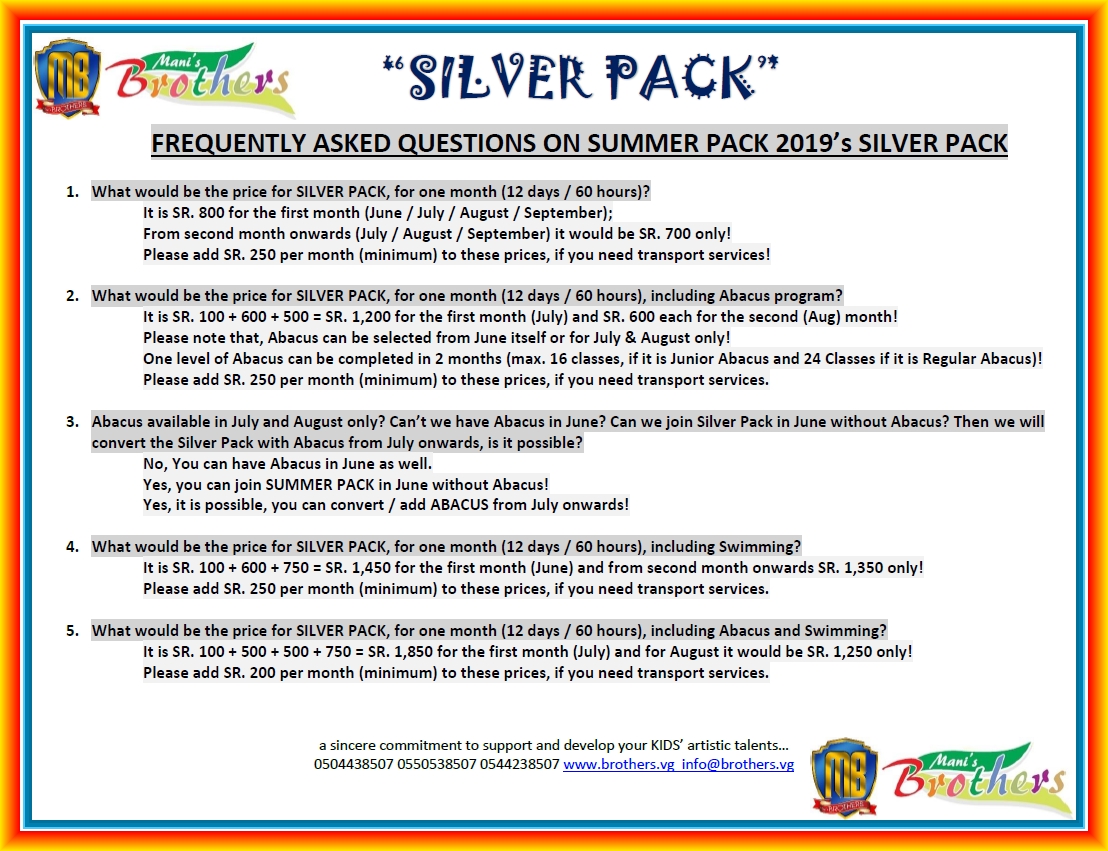 C ~ SILVER PACK ~ SUMMER PACK 2019