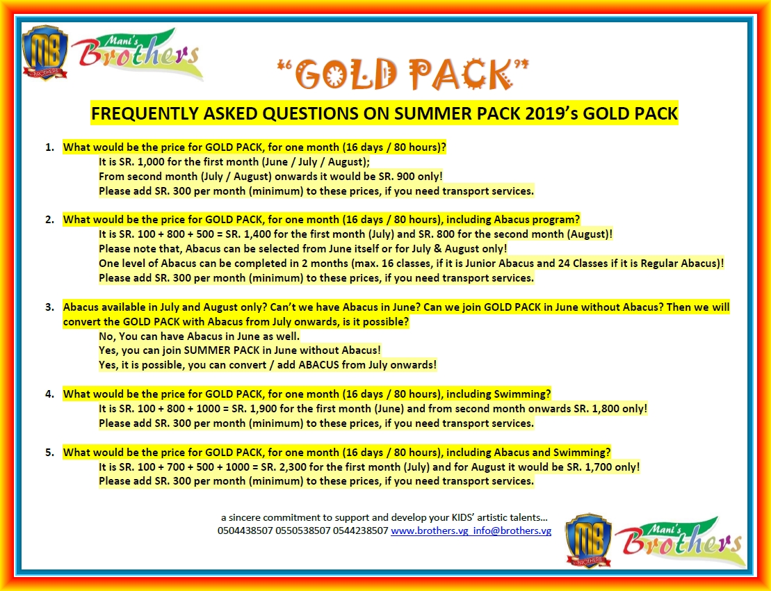 D ~ GOLD PACK ~ SUMMER PACK 2019