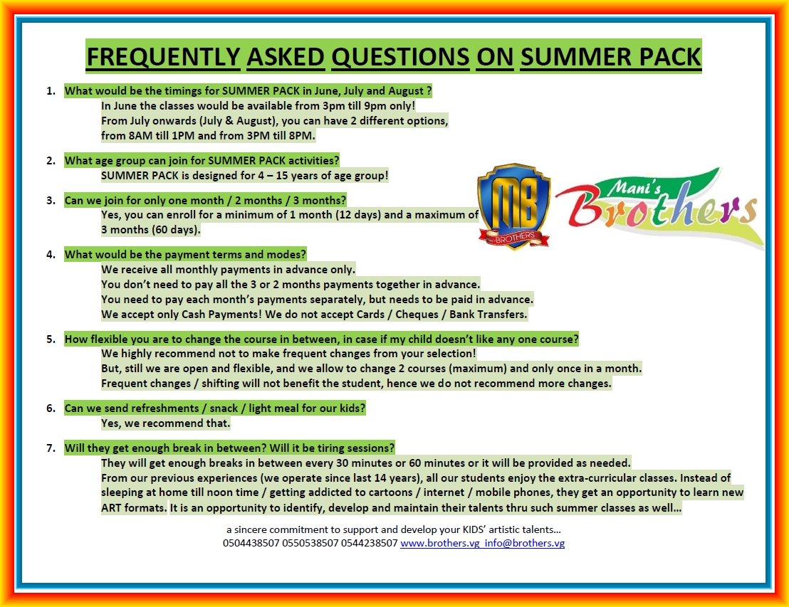 F ~ F A Qs ~ SUMMER PACK 2019